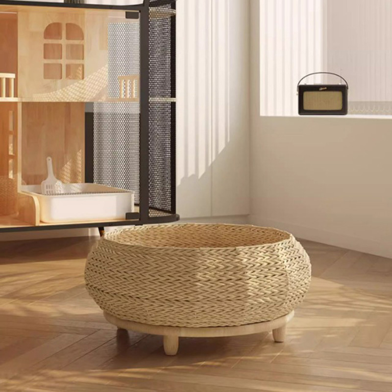 Lit de chien de chat tissé de papier kraft naturel fait à la main Lit de chien de chat tissé de papier kraft naturel fait à la main