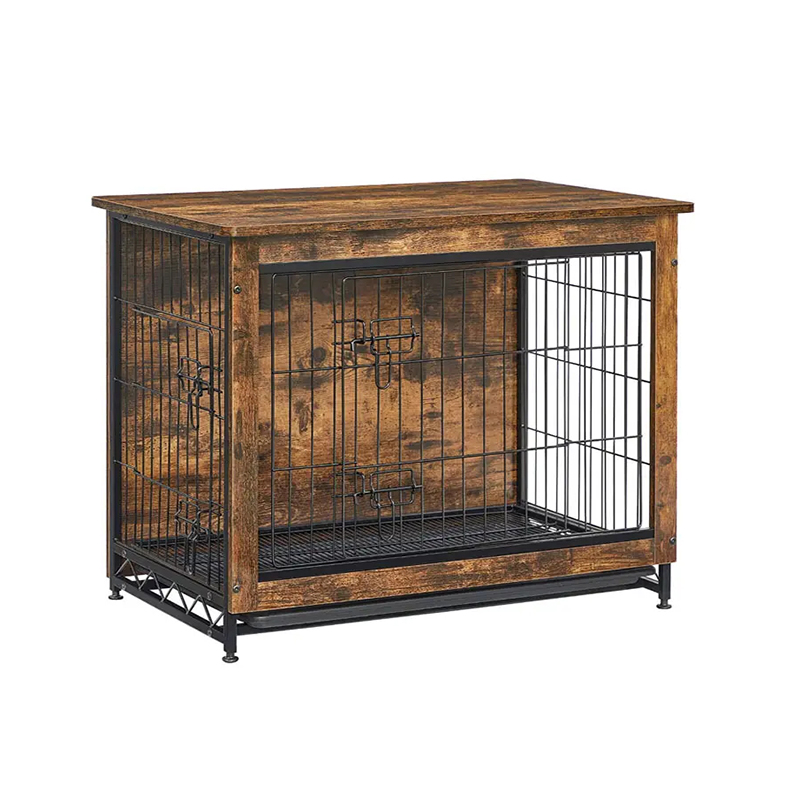 Cage de chiens de style meuble en bois brun rustique brun rustique