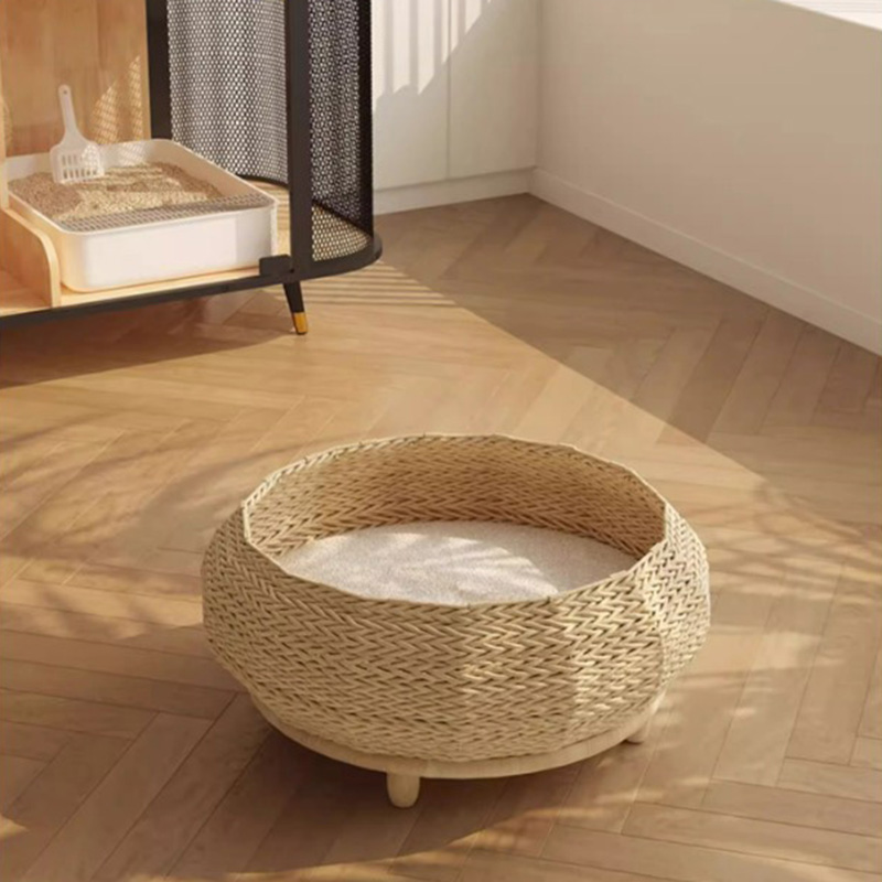 Lit de chien de chat tissé de papier kraft naturel fait à la main Lit de chien de chat tissé de papier kraft naturel fait à la main