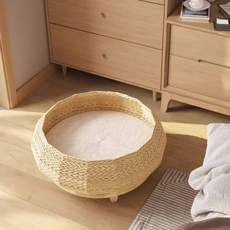 Lit de chien de chat tissé de papier kraft naturel fait à la main Lit de chien de chat tissé de papier kraft naturel fait à la main