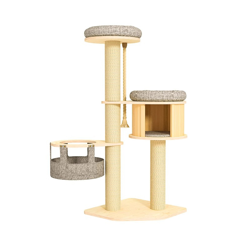 Tour d'arbre de chat d'escalade en bois d'escalade en bois d'escalade du sol