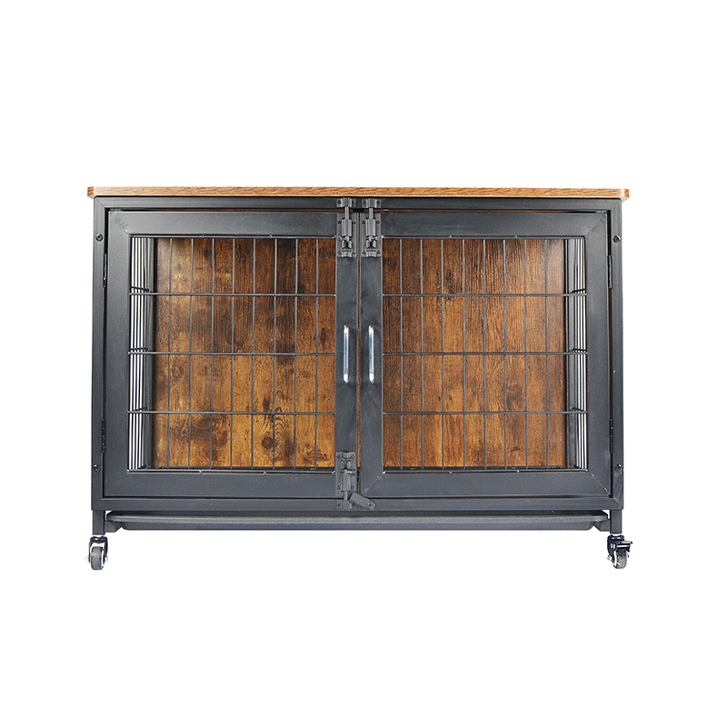 Cage de chiens de style meuble en bois avec roues