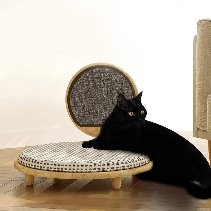 Nid lit de chat en bois massif confortable avec planche à gratter Nid lit de chat en bois massif confortable avec planche à gratter