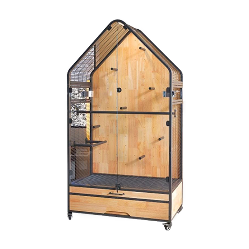 Cage en bois et en acier grande villa de bricolage amovible cages de reproduction d'oiseau avec roues stands