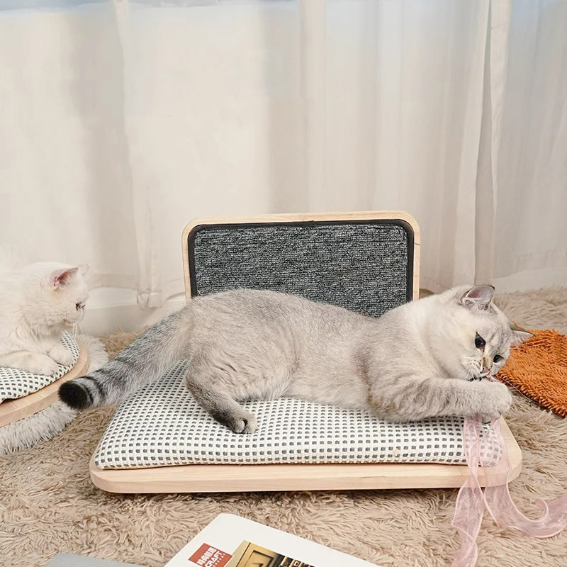 Nid lit de chat en bois massif confortable avec planche à gratter Nid lit de chat en bois massif confortable avec planche à gratter