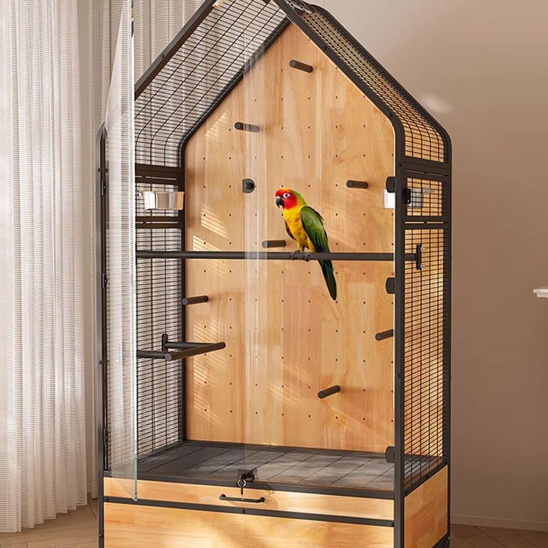 Cage en bois et en acier grande villa de bricolage amovible cages de reproduction d'oiseau avec roues stands Cage en bois et en acier grande villa de bricolage amovible cages de reproduction d'oiseau avec roues stands