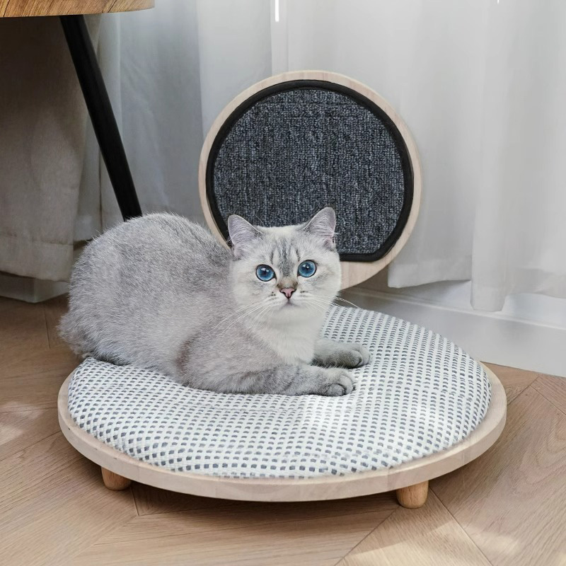 Nid lit de chat en bois massif confortable avec planche à gratter Nid lit de chat en bois massif confortable avec planche à gratter