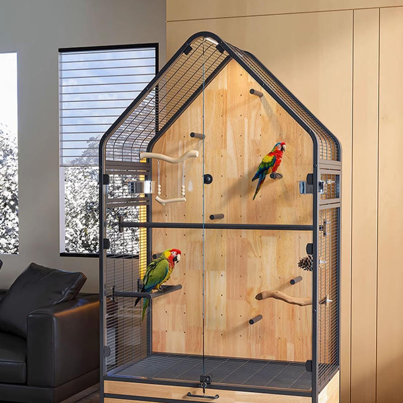 Cage en bois et en acier grande villa de bricolage amovible cages de reproduction d'oiseau avec roues stands Cage en bois et en acier grande villa de bricolage amovible cages de reproduction d'oiseau avec roues stands