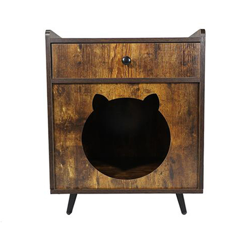 Cage de chats de style meuble en forme de télévision avec armoire à litière de tiroir