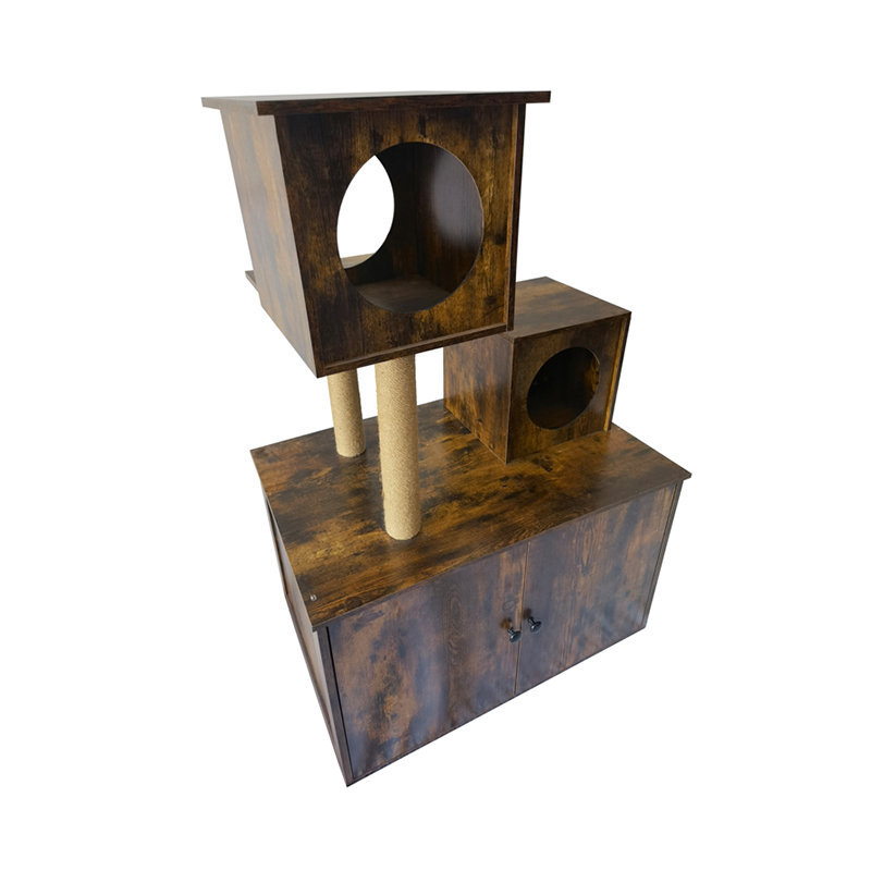 Cat de chat en bois tour d'escalade de chat intérieur avec coffre-litre