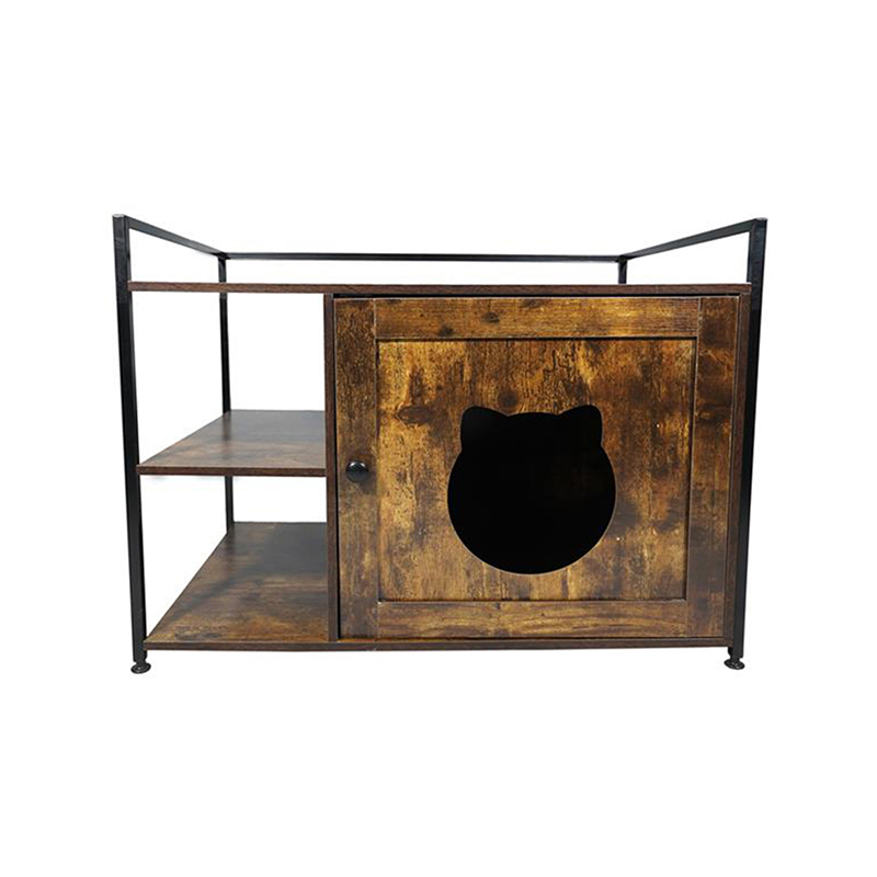 Cage de chats de style meuble avec armoire de litière de l'étagère de rangement Cage de chats de style meuble avec armoire de litière de l'étagère de rangement
