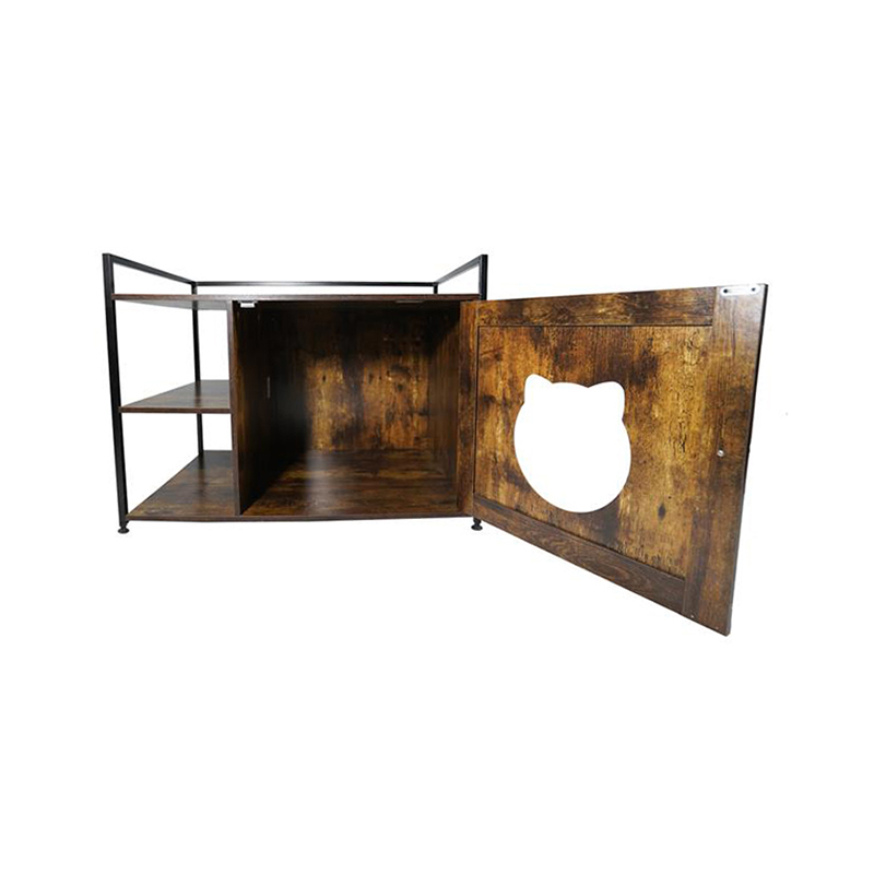 Cage de chats de style meuble avec armoire de litière de l'étagère de rangement Cage de chats de style meuble avec armoire de litière de l'étagère de rangement