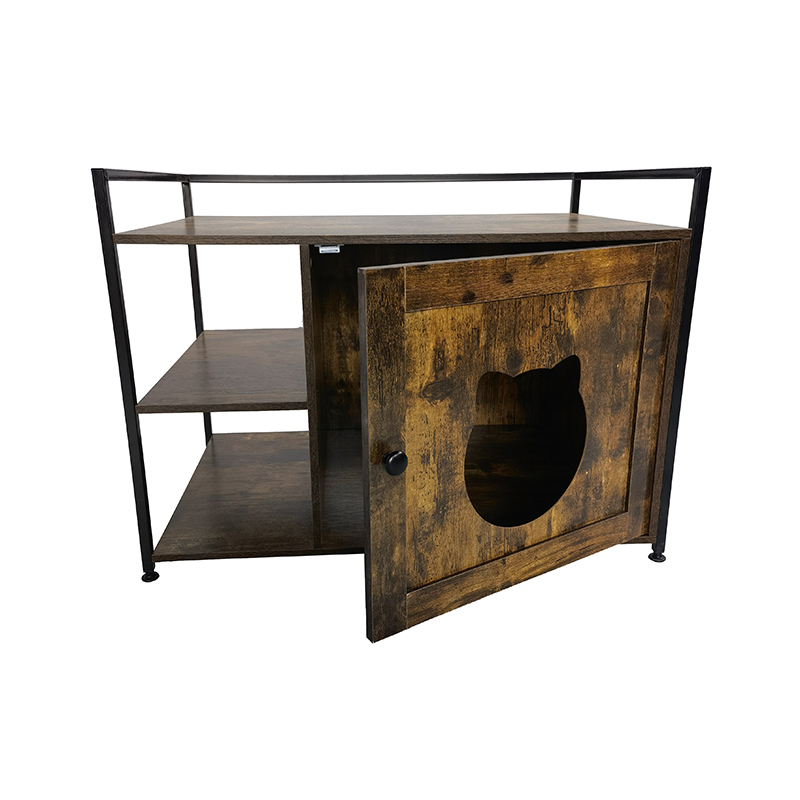 Cage de chats de style meuble avec armoire de litière de l'étagère de rangement Cage de chats de style meuble avec armoire de litière de l'étagère de rangement