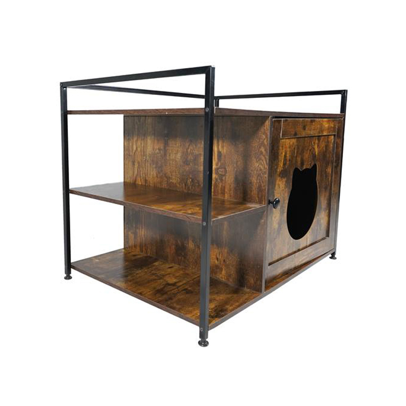 Cage de chats de style meuble avec armoire de litière de l'étagère de rangement Cage de chats de style meuble avec armoire de litière de l'étagère de rangement