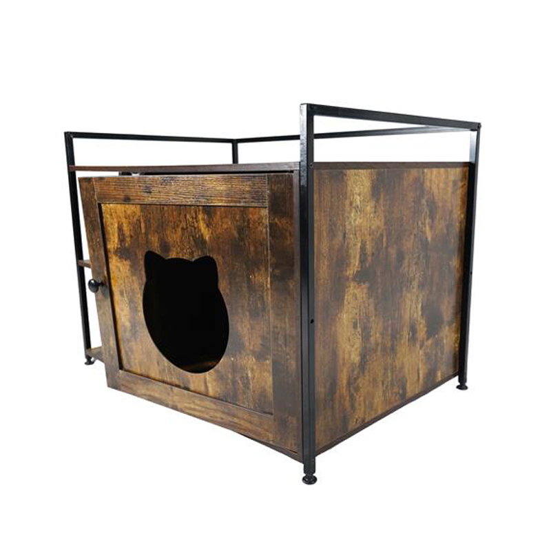 Cage de chats de style meuble avec armoire de litière de l'étagère de rangement Cage de chats de style meuble avec armoire de litière de l'étagère de rangement