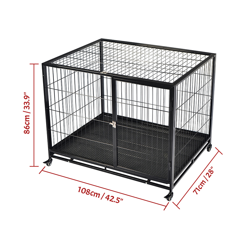 Cage de chiens métalliques à tube en métal empilable de 42 pouces Cage de chiens métalliques à tube en métal empilable de 42 pouces