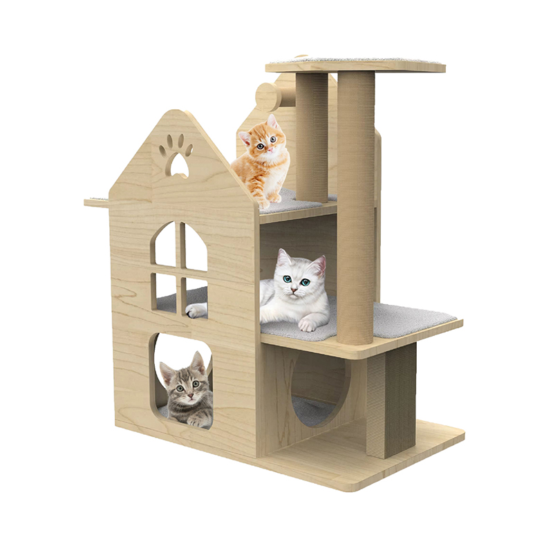 Maison de chat de tour en bois intérieur avec escalade de sisal Sisal