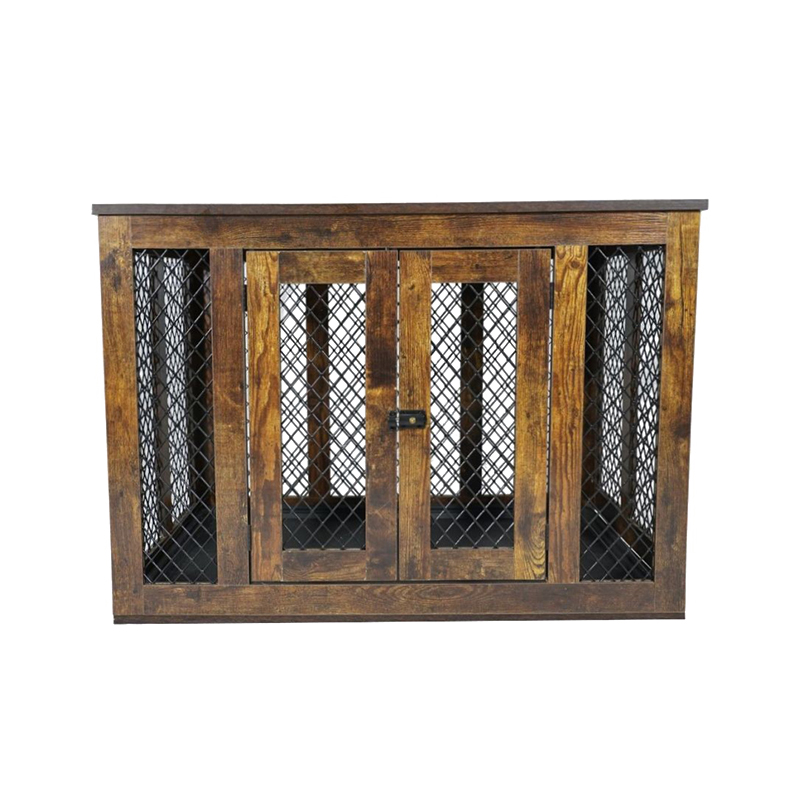 Style de meubles d'intérieur Cages de grandes cages pour chiens en métal en bois