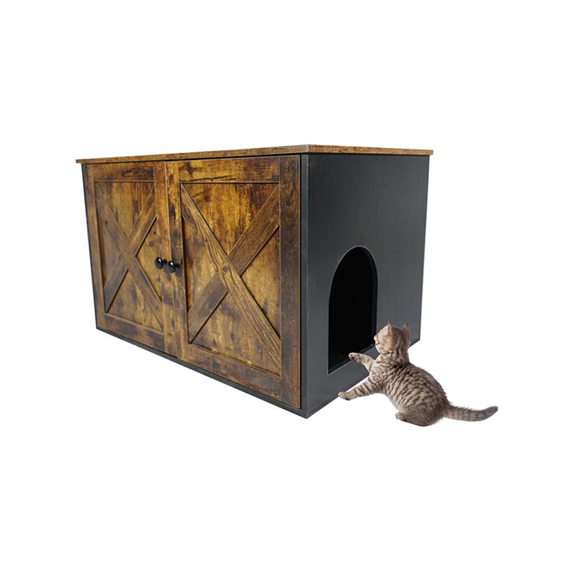 Cage de chats de meubles d'intérieur avec armoire de litière de diviseur Cage de chats de meubles d'intérieur avec armoire de litière de diviseur