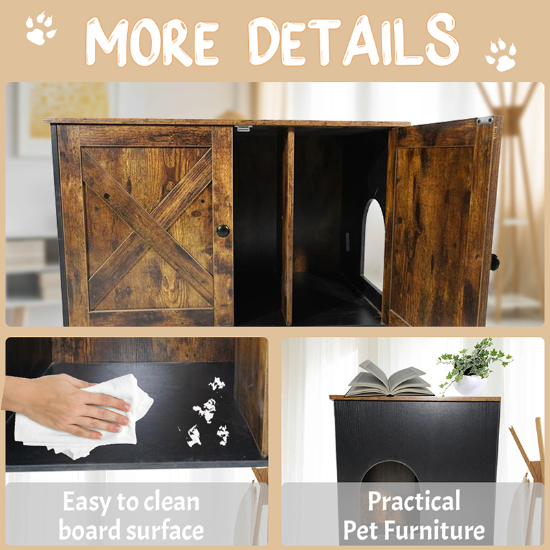 Cage de chats de meubles d'intérieur avec armoire de litière de diviseur Cage de chats de meubles d'intérieur avec armoire de litière de diviseur