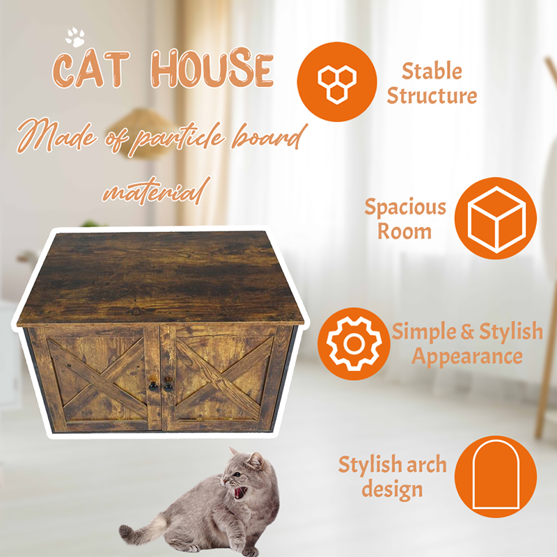 Cage de chats de meubles d'intérieur avec armoire de litière de diviseur Cage de chats de meubles d'intérieur avec armoire de litière de diviseur