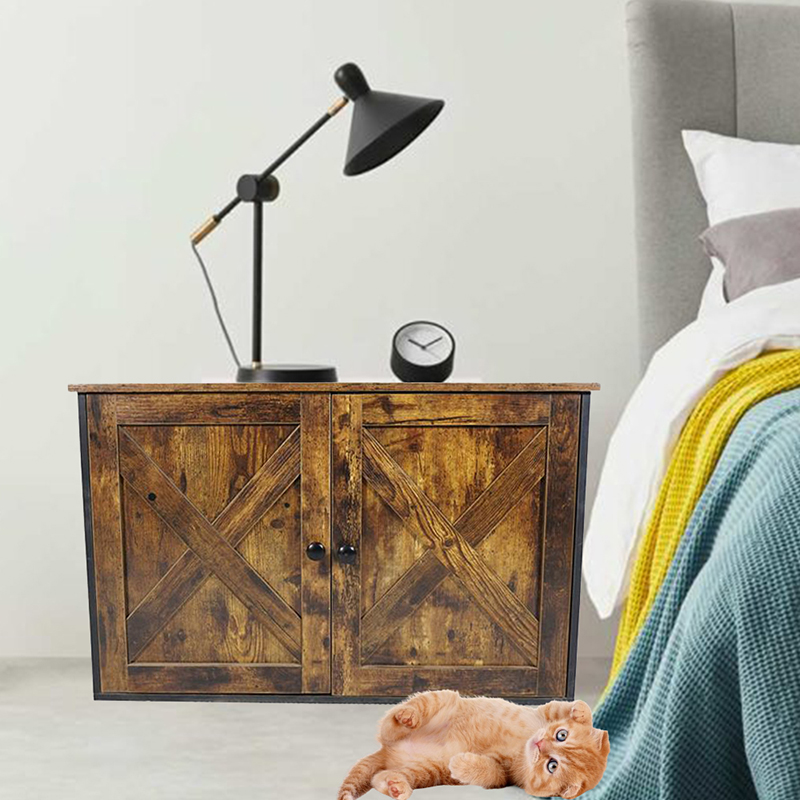 Cage de chats de meubles d'intérieur avec armoire de litière de diviseur Cage de chats de meubles d'intérieur avec armoire de litière de diviseur