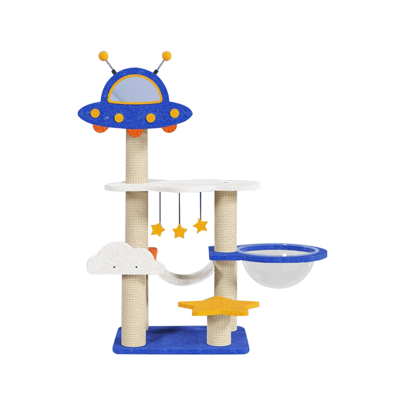 Blue Space Capsule Crame d'escalade Cat Tower Tower pour chaton jouant au jouet