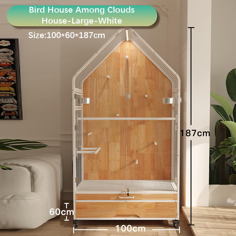 Cage en bois et en acier grande villa de bricolage amovible cages de reproduction d'oiseau avec roues stands Cage en bois et en acier grande villa de bricolage amovible cages de reproduction d'oiseau avec roues stands