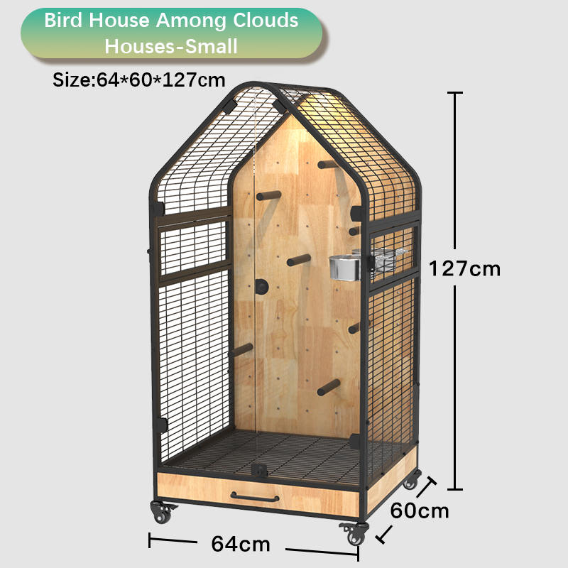 Cage en bois et en acier grande villa de bricolage amovible cages de reproduction d'oiseau avec roues stands Cage en bois et en acier grande villa de bricolage amovible cages de reproduction d'oiseau avec roues stands