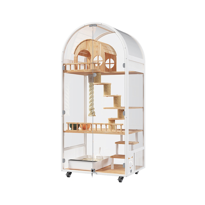 Indoor en bois chat house hôtel panoramique villa solide cage de cage de cage à la cage